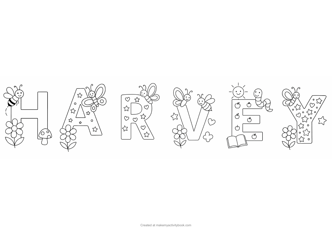 Harvey letters colouring sheet