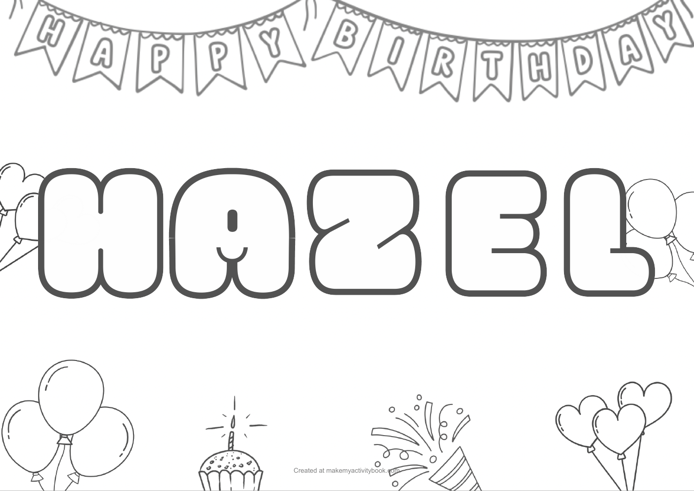 Hazel birthday colouring sheet