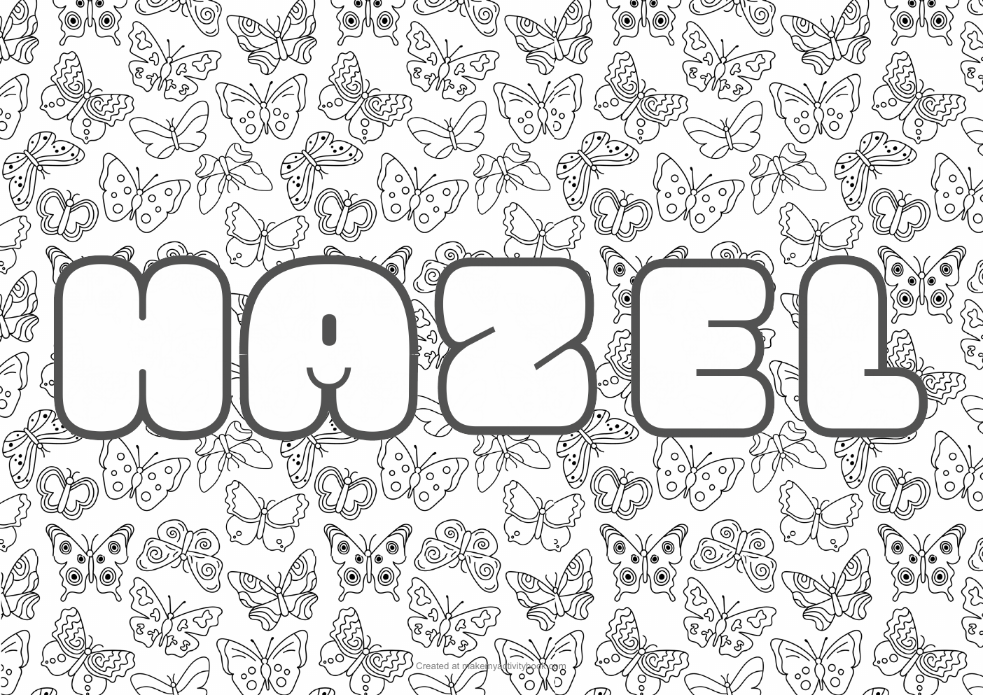 Hazel butterflies colouring sheet