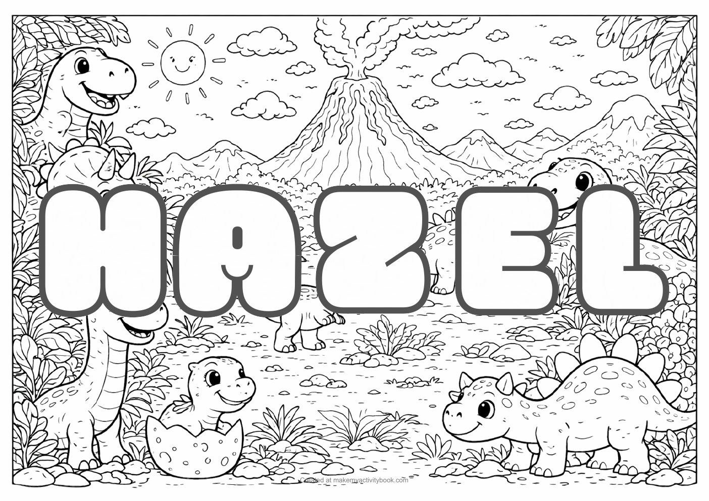 Hazel dinosaur colouring sheet