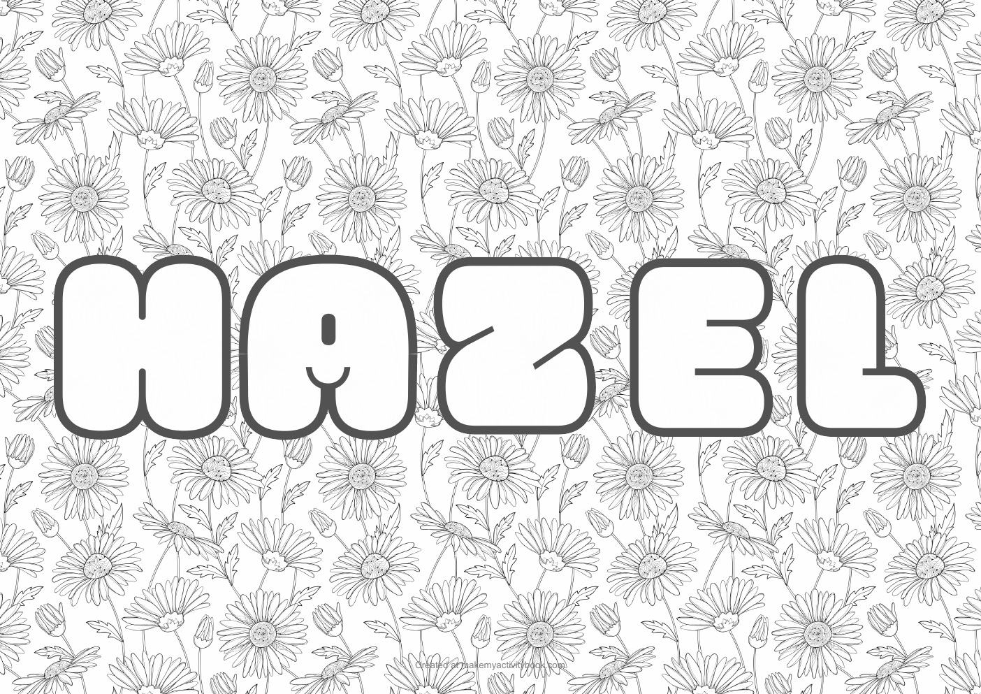 Hazel flowers colouring sheet