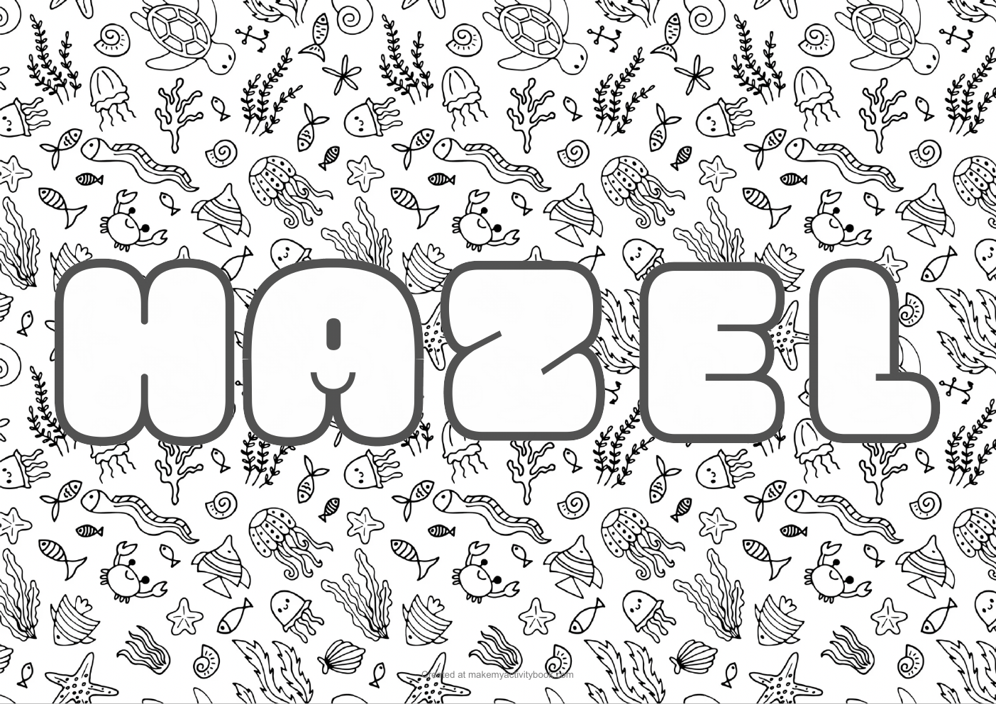 Hazel sea colouring sheet