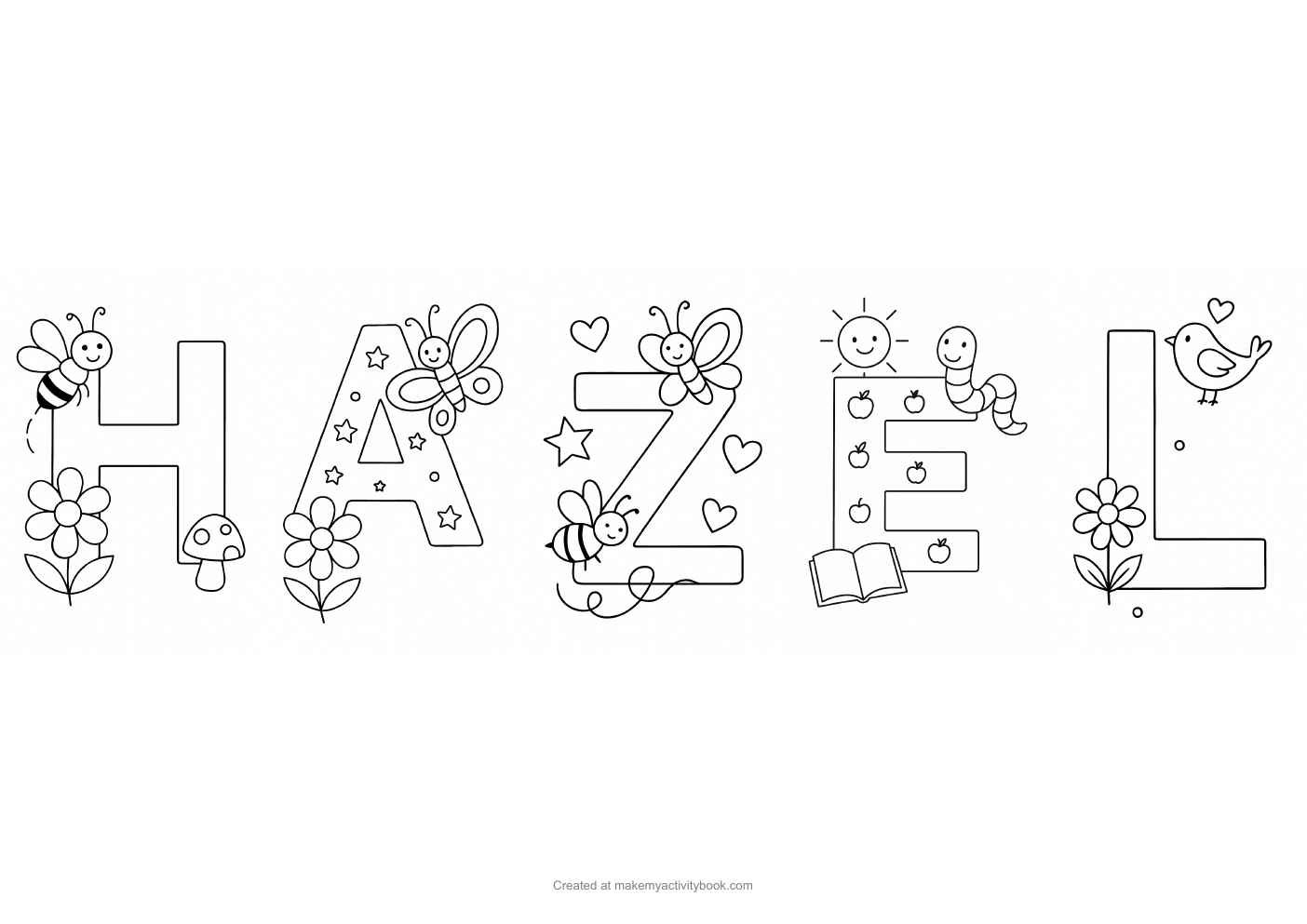 Hazel letters colouring sheet