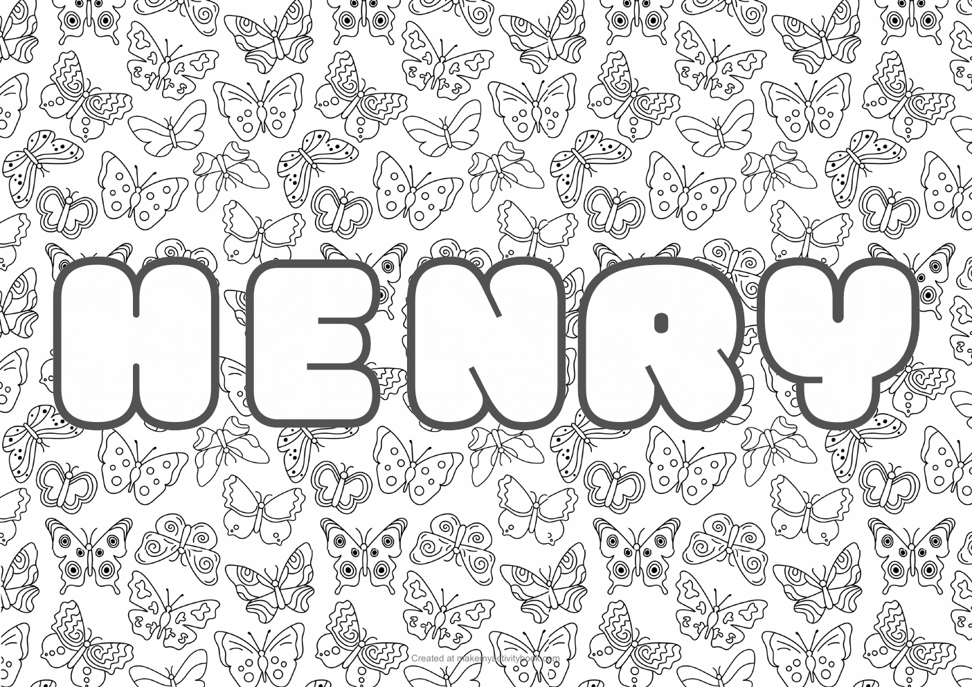 Henry butterflies colouring sheet