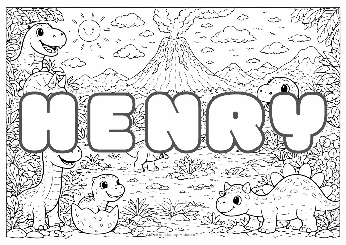 Henry dinosaur colouring sheet