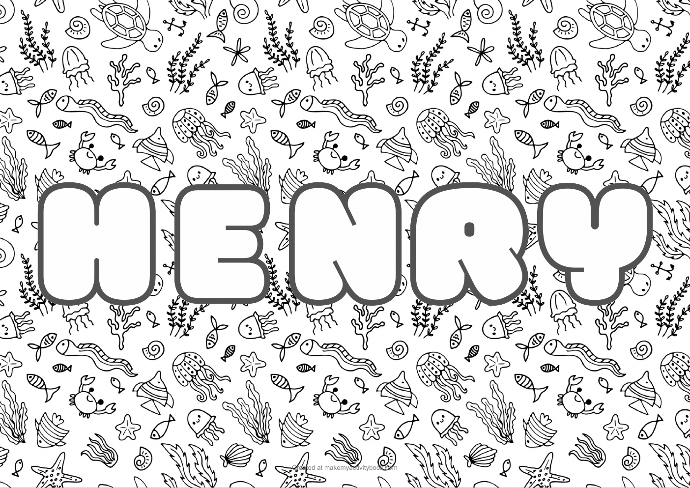 Henry sea colouring sheet