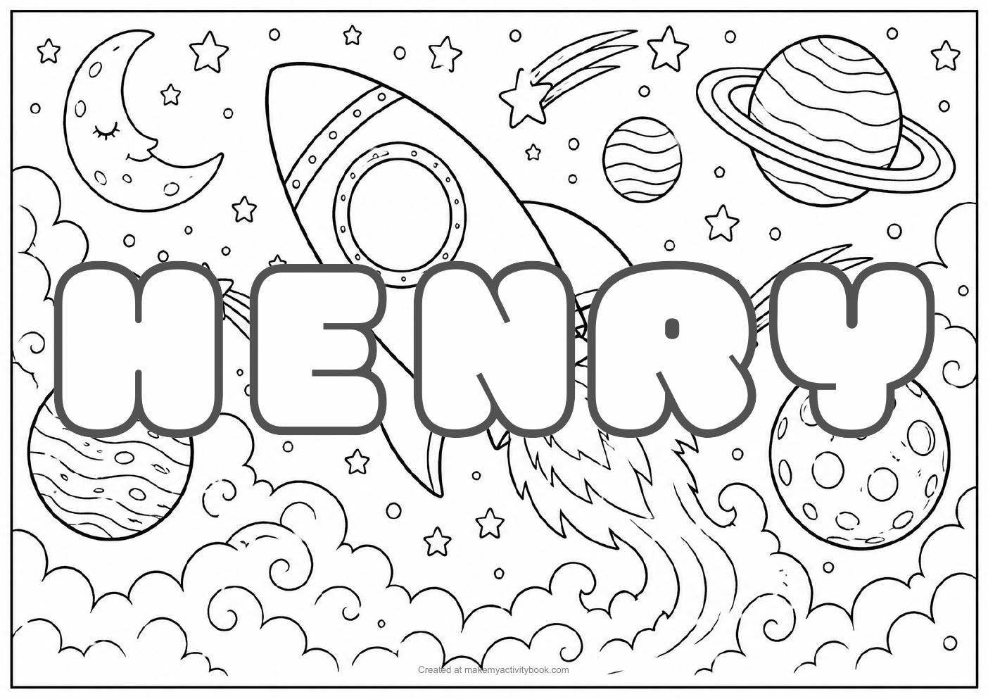 Henry space colouring sheet