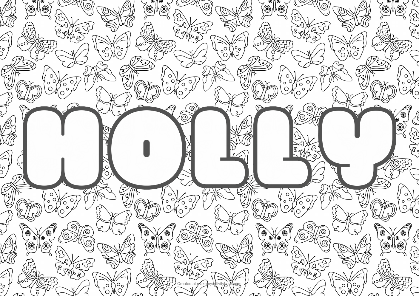 Holly butterflies colouring sheet