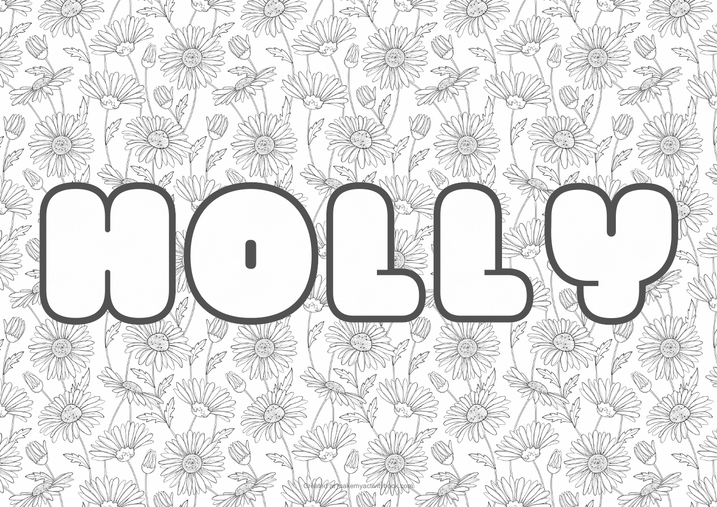 Holly flowers colouring sheet