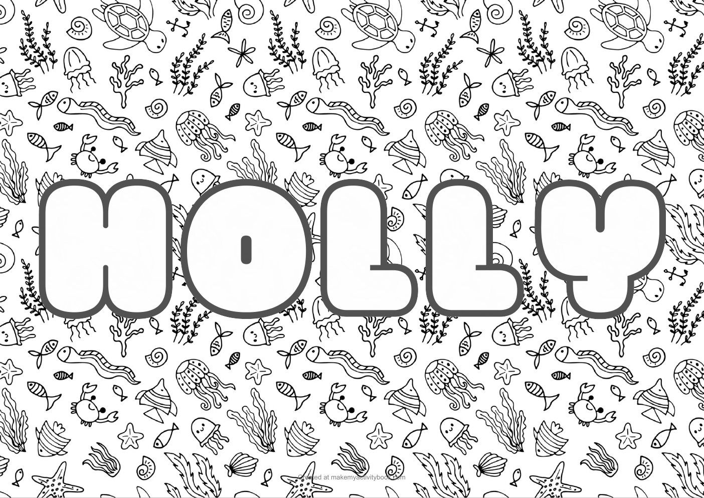 Holly sea colouring sheet