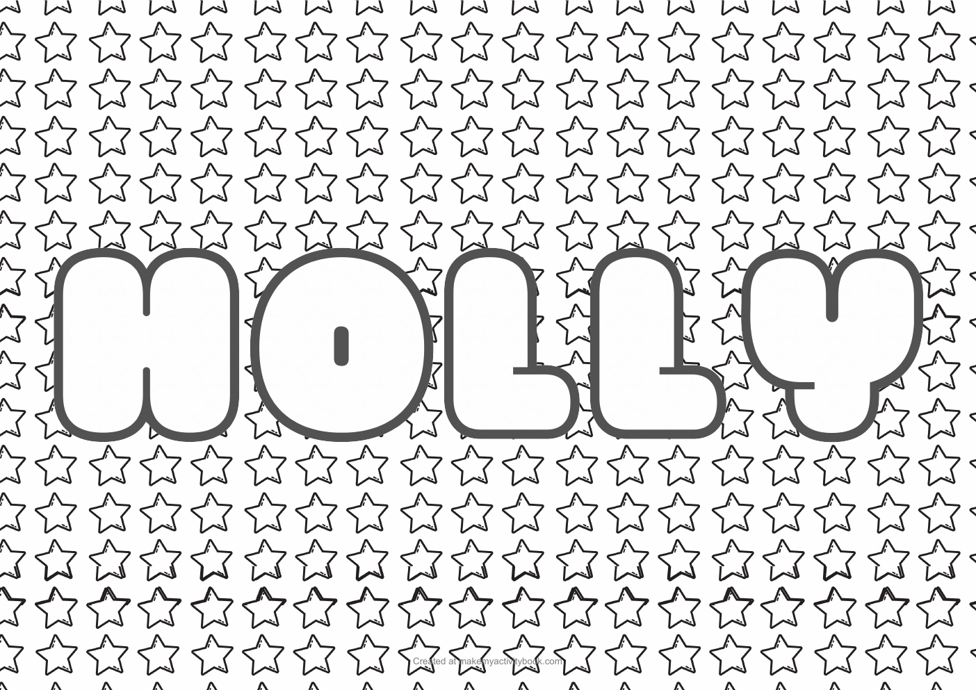 Holly Bubble letters — Stars border colouring sheet