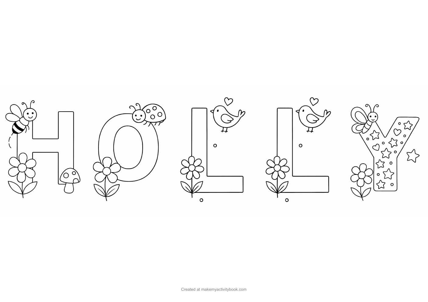 Holly letters colouring sheet