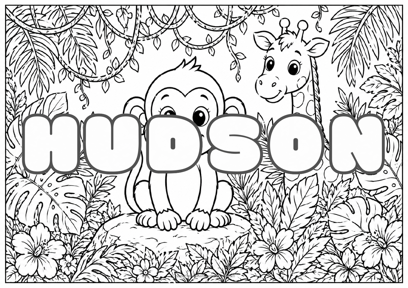 Hudson jungle colouring sheet