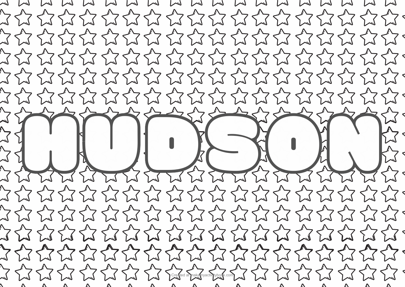 Hudson Bubble letters — Stars border colouring sheet