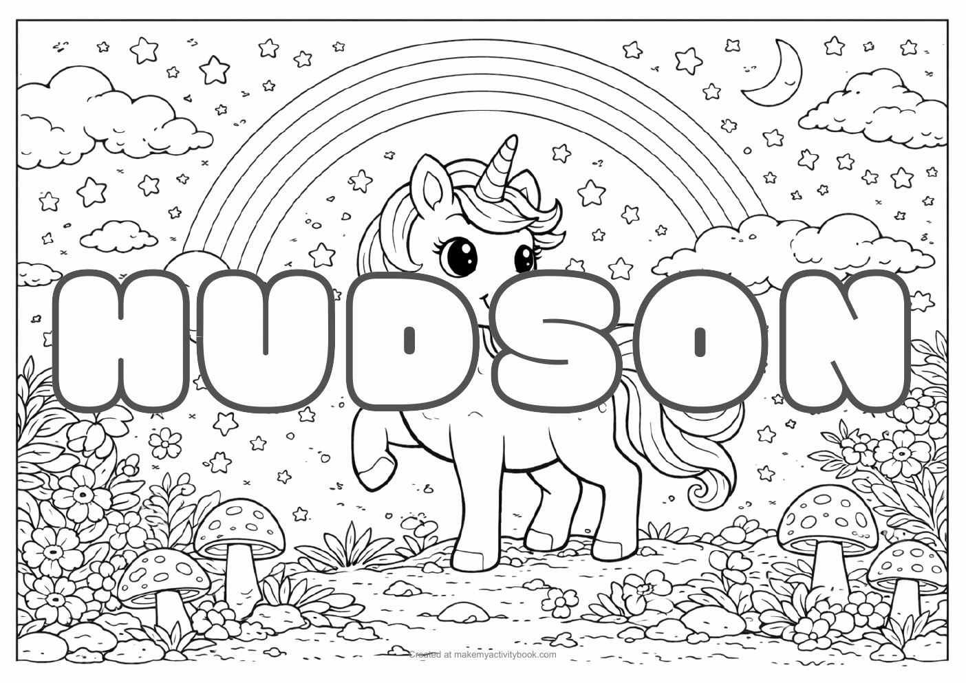 Hudson unicorn colouring sheet