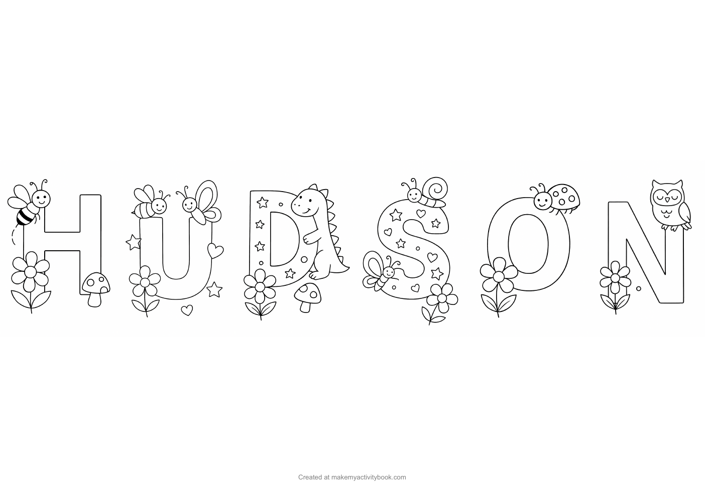 Hudson letters colouring sheet
