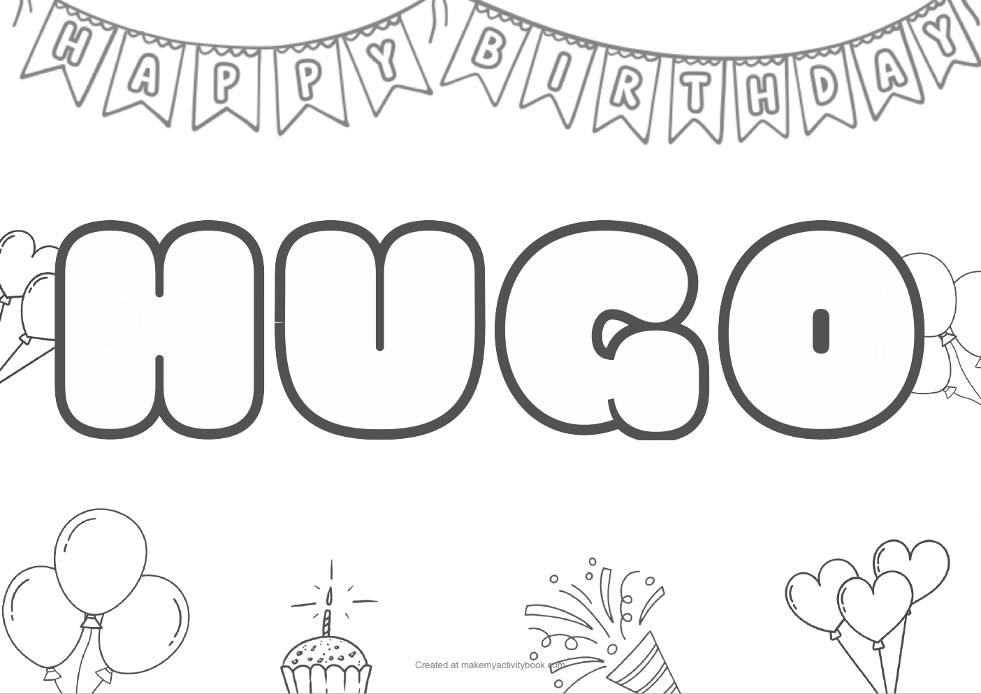 Hugo birthday colouring sheet