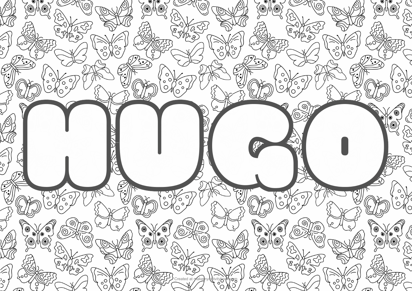 Hugo butterflies colouring sheet