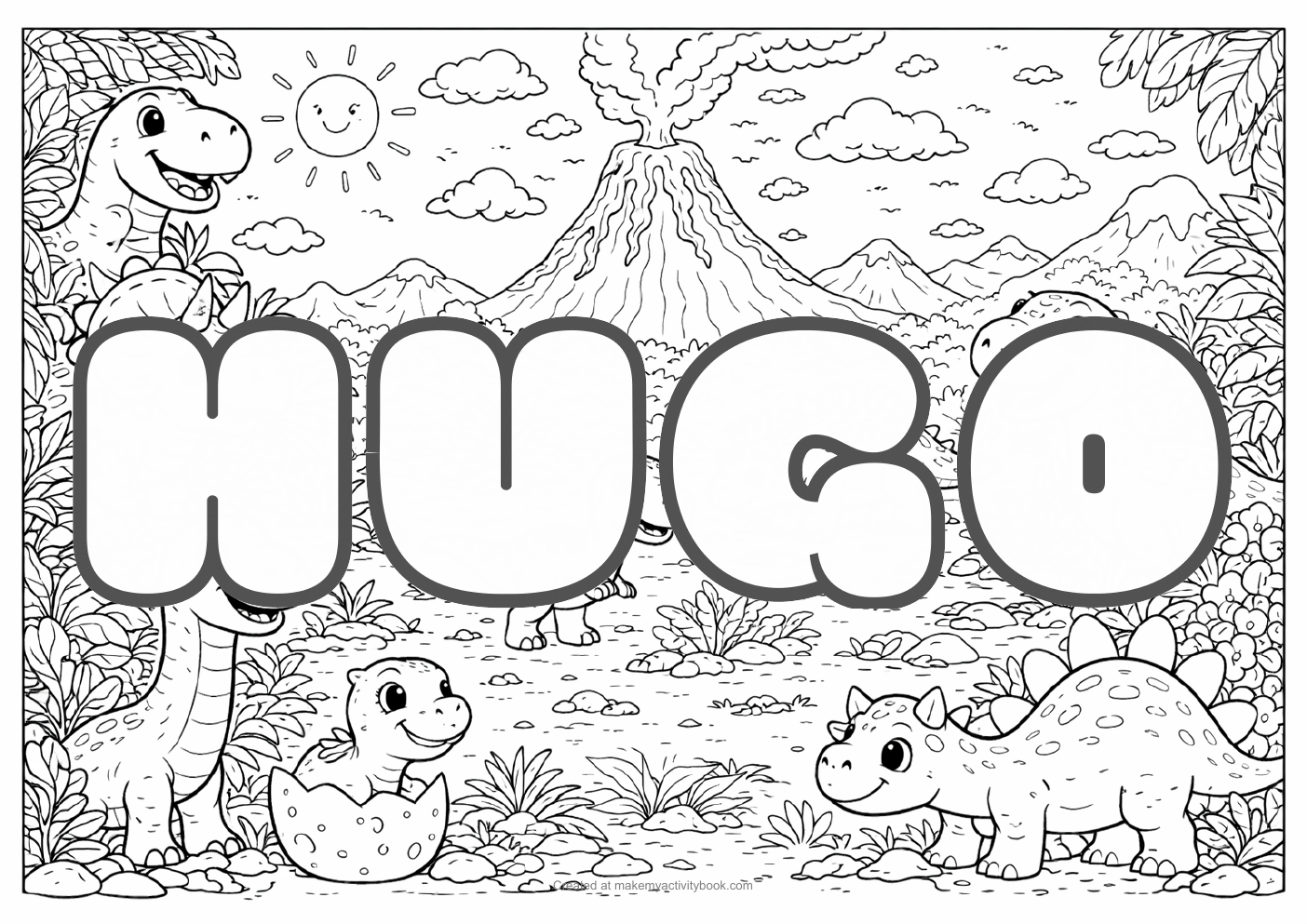 Hugo dinosaur colouring sheet
