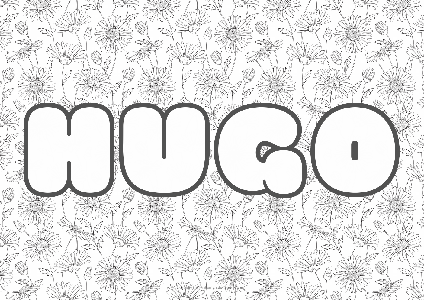 Hugo flowers colouring sheet