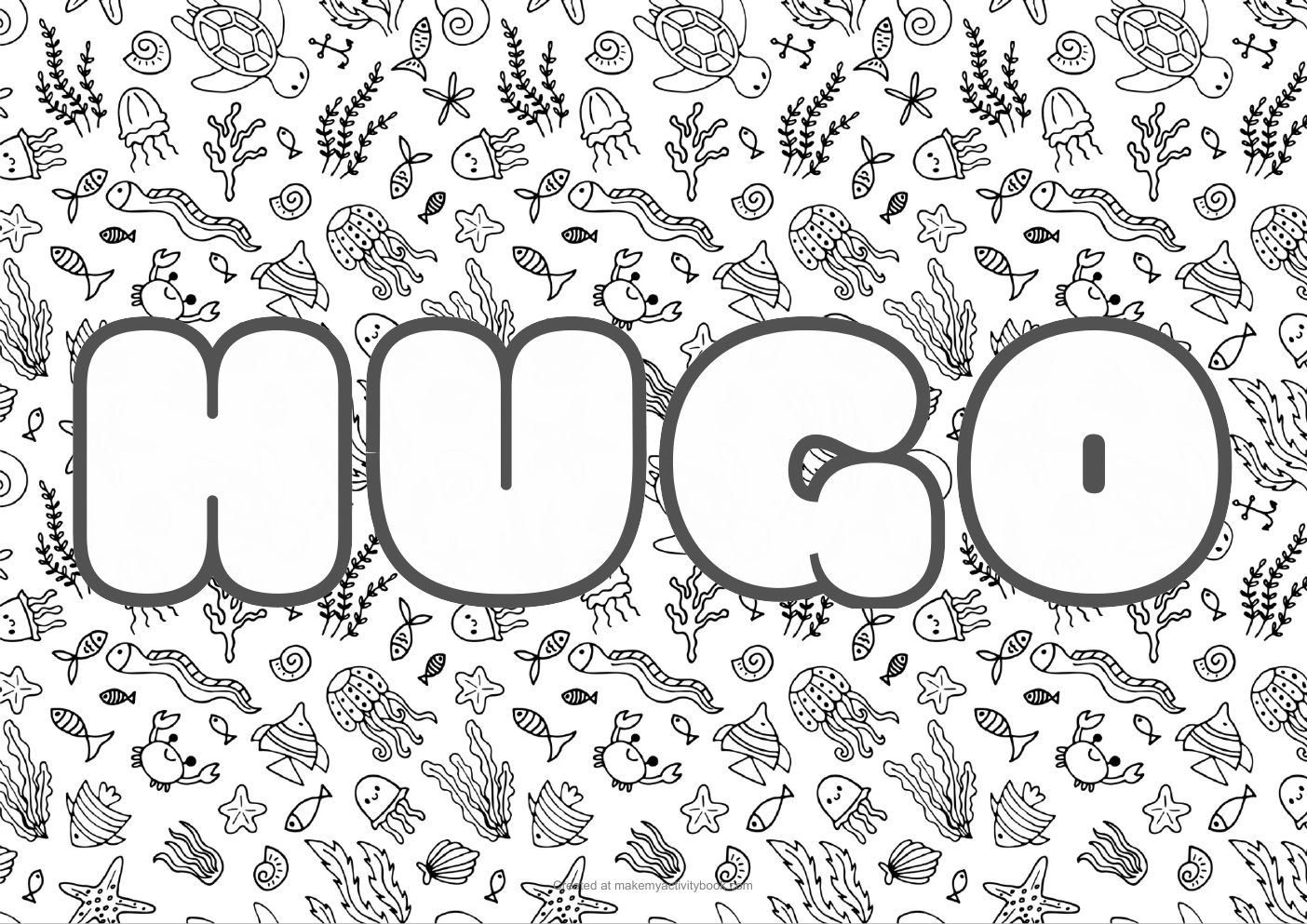Hugo sea colouring sheet