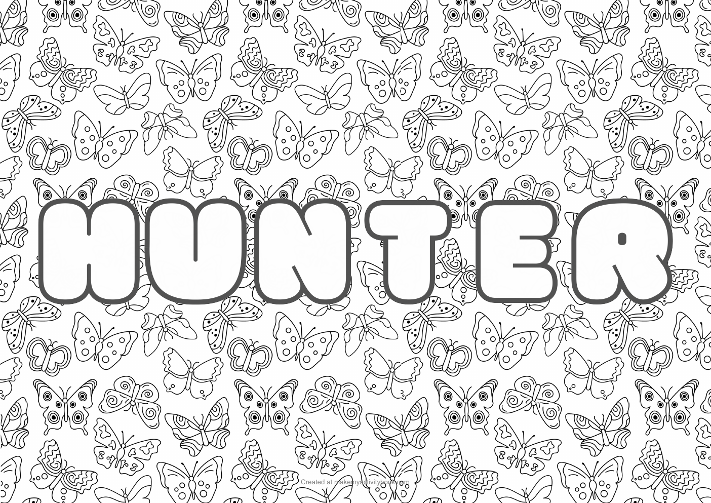 Hunter butterflies colouring sheet