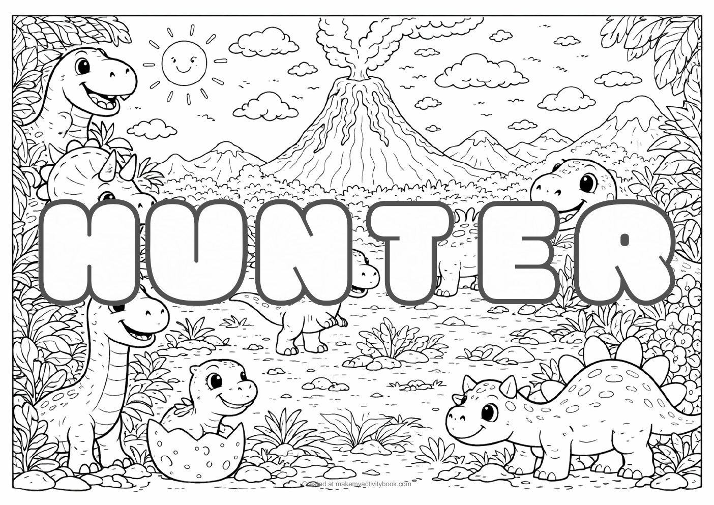 Hunter dinosaur colouring sheet