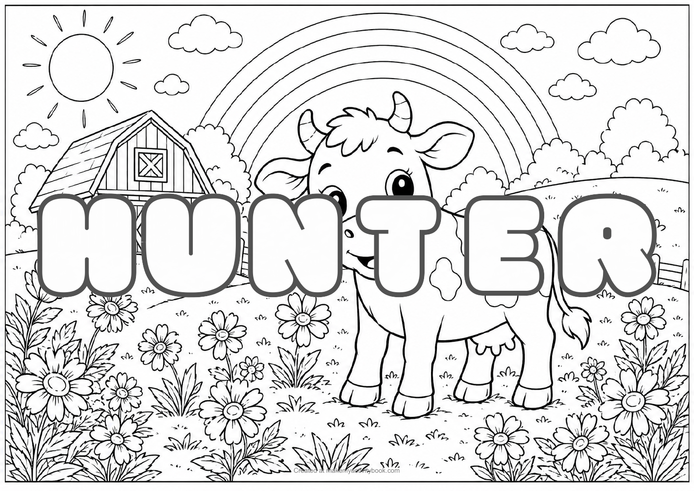Hunter farm colouring sheet