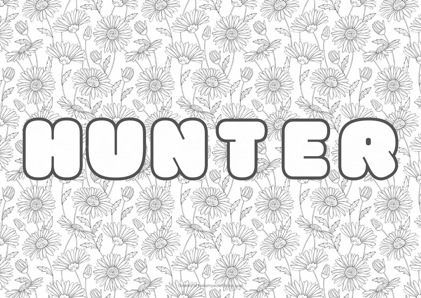 Hunter flowers colouring sheet