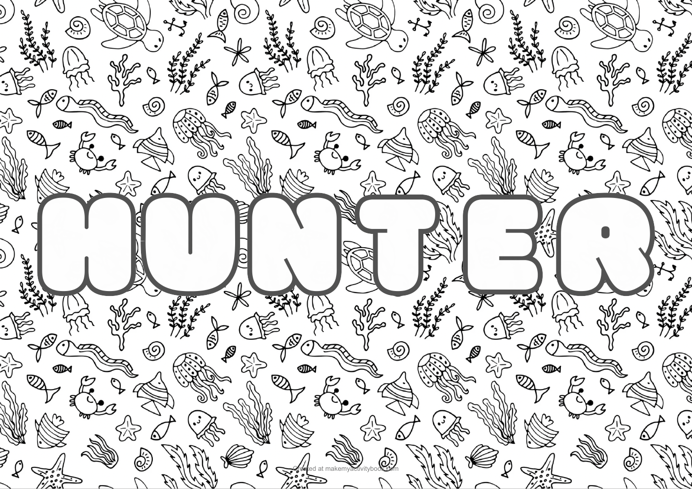 Hunter sea colouring sheet