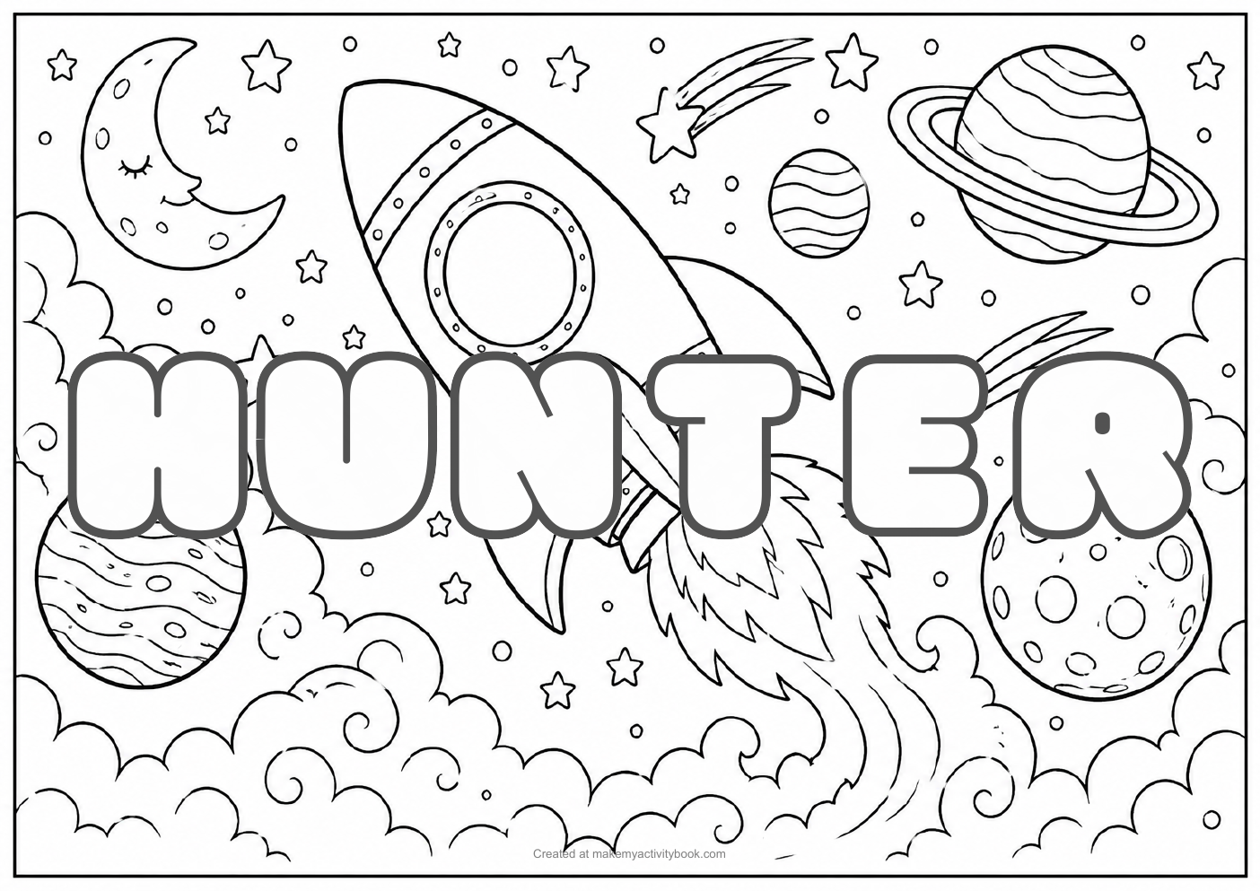 Hunter space colouring sheet