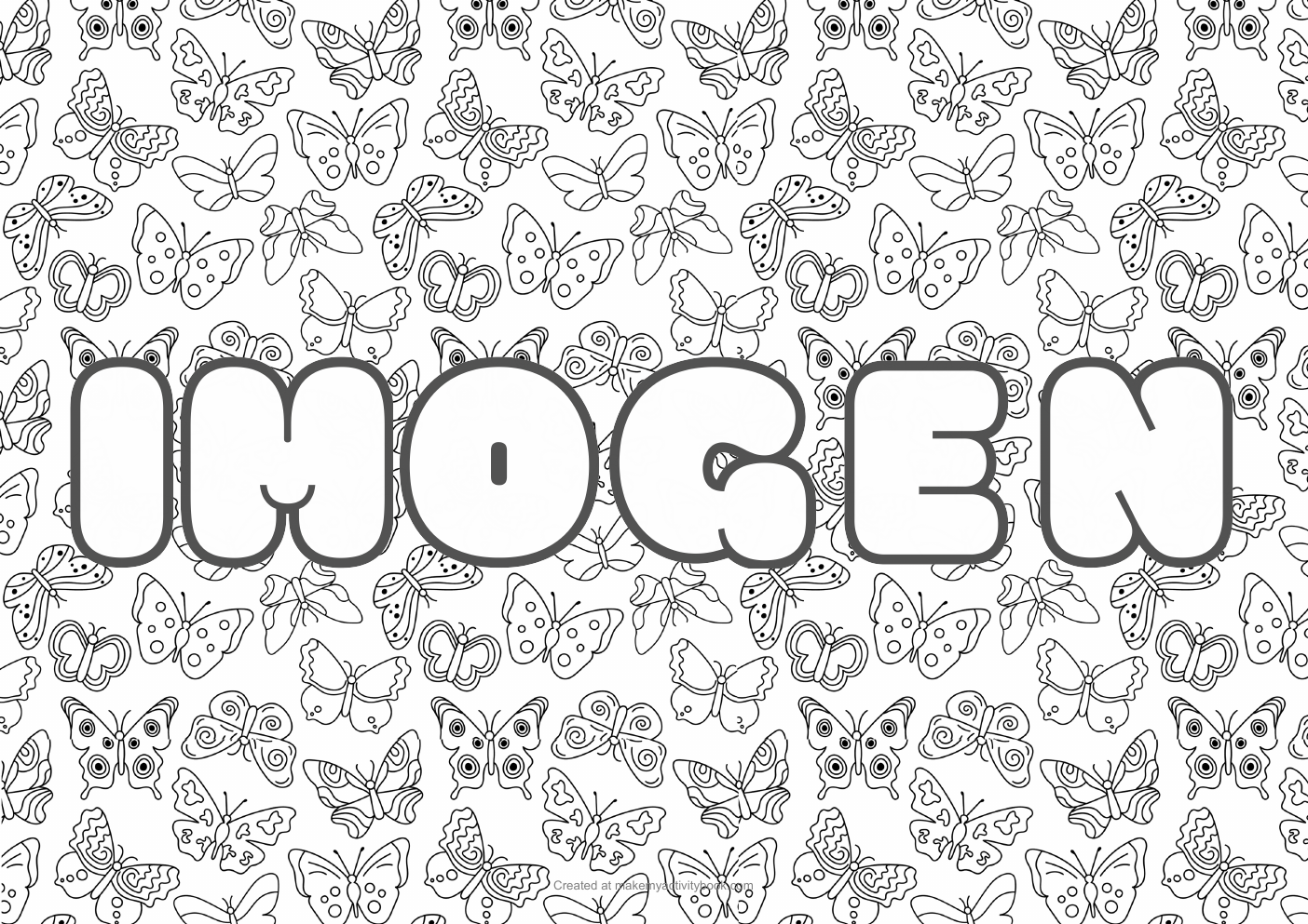 Imogen butterflies colouring sheet