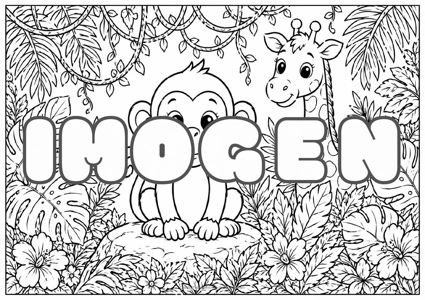 Imogen jungle colouring sheet