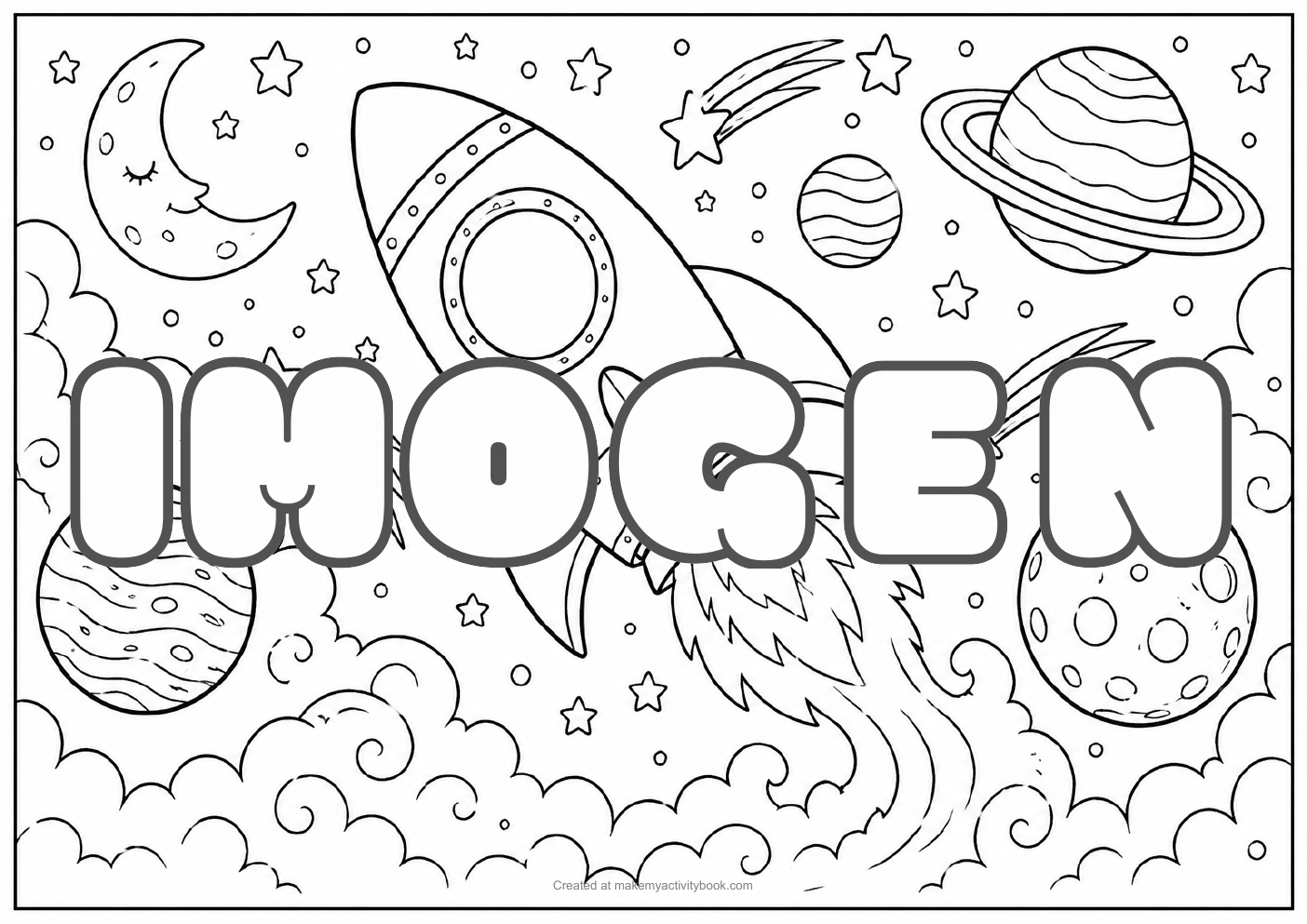 Imogen space colouring sheet