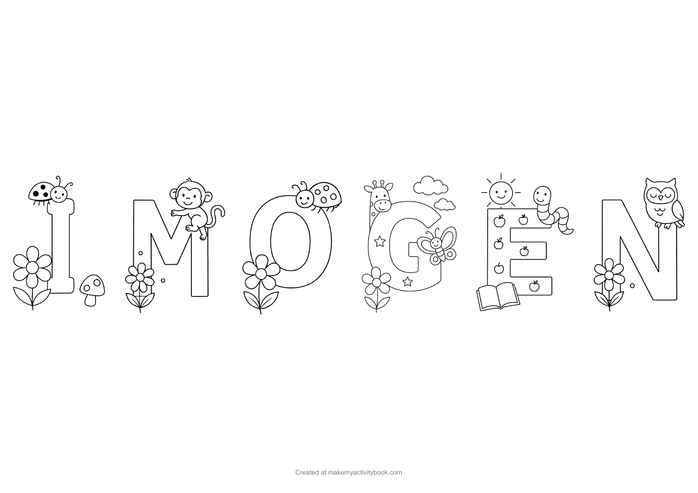 Imogen letters colouring sheet