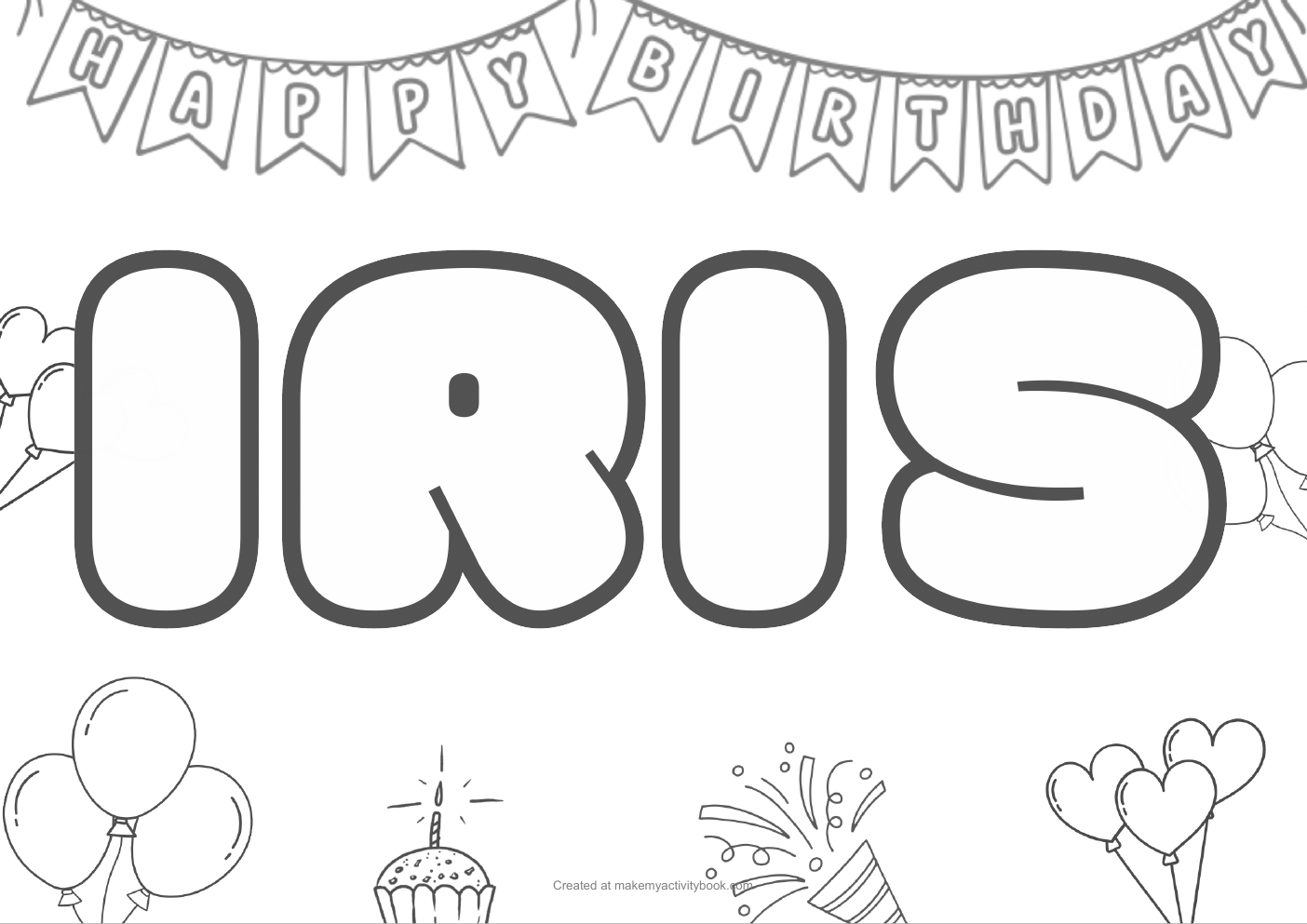 Iris birthday colouring sheet