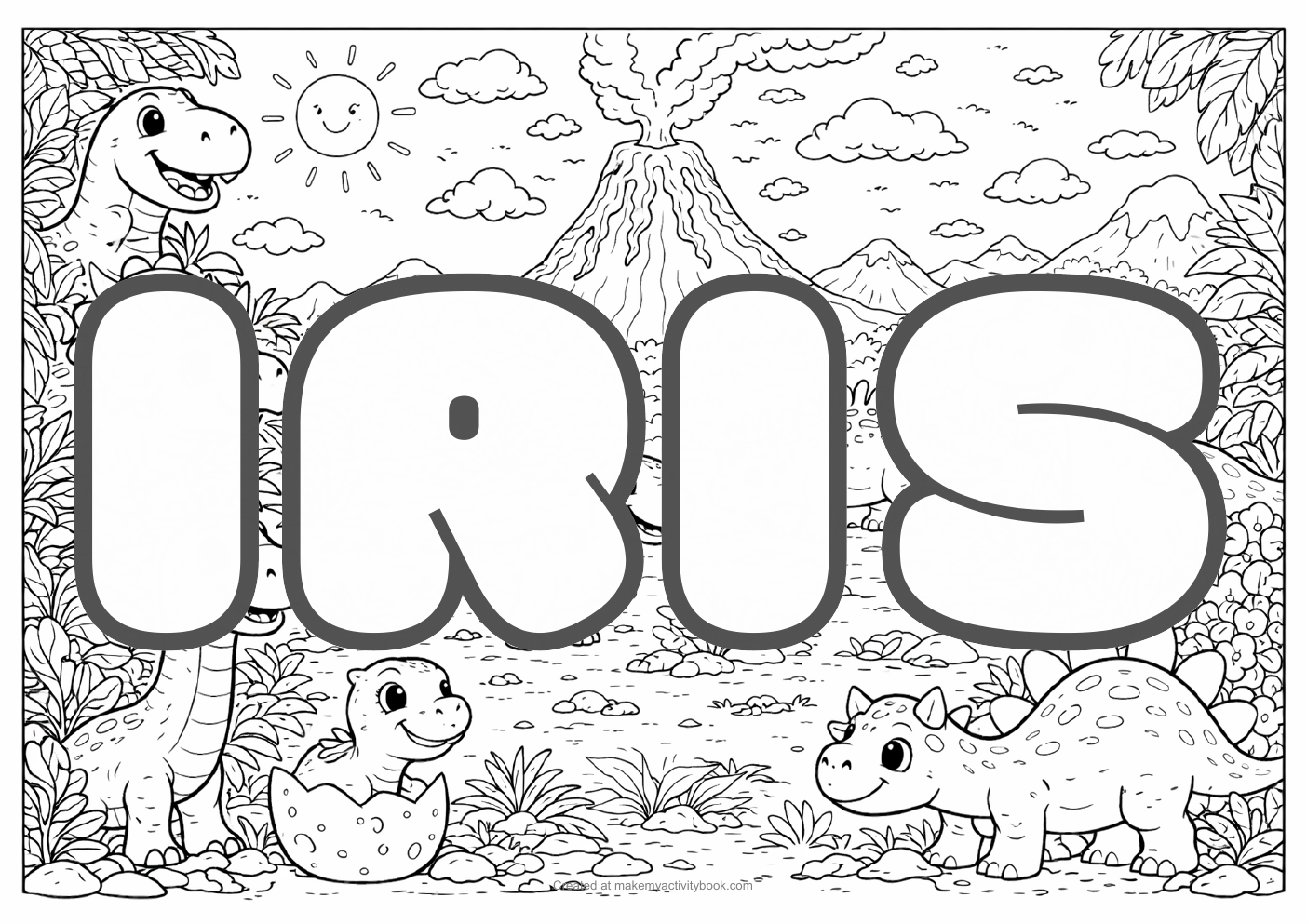 Iris dinosaur colouring sheet