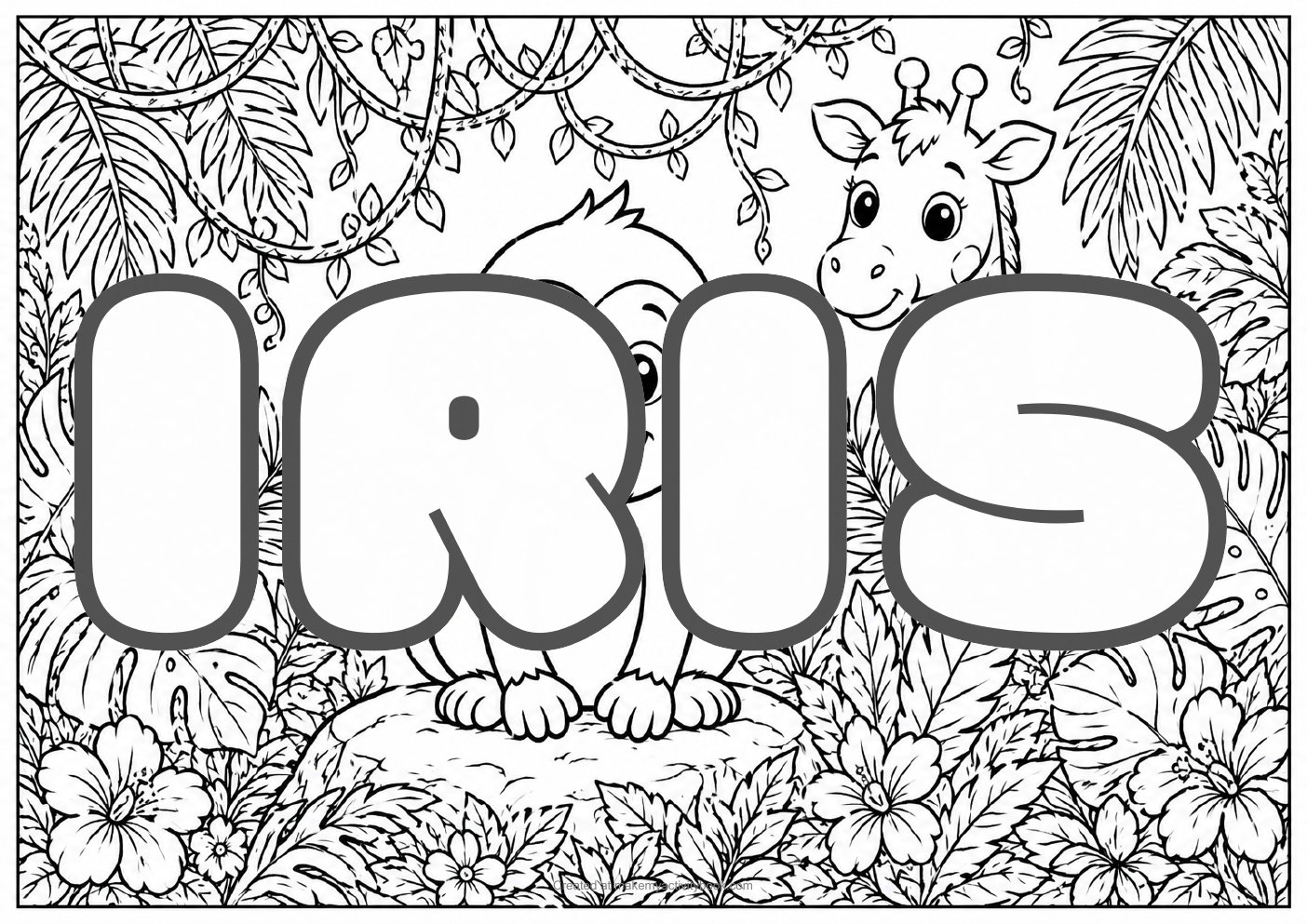 Iris jungle colouring sheet