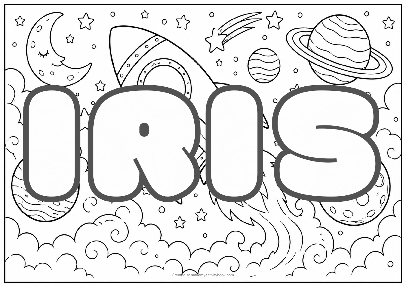 Iris space colouring sheet