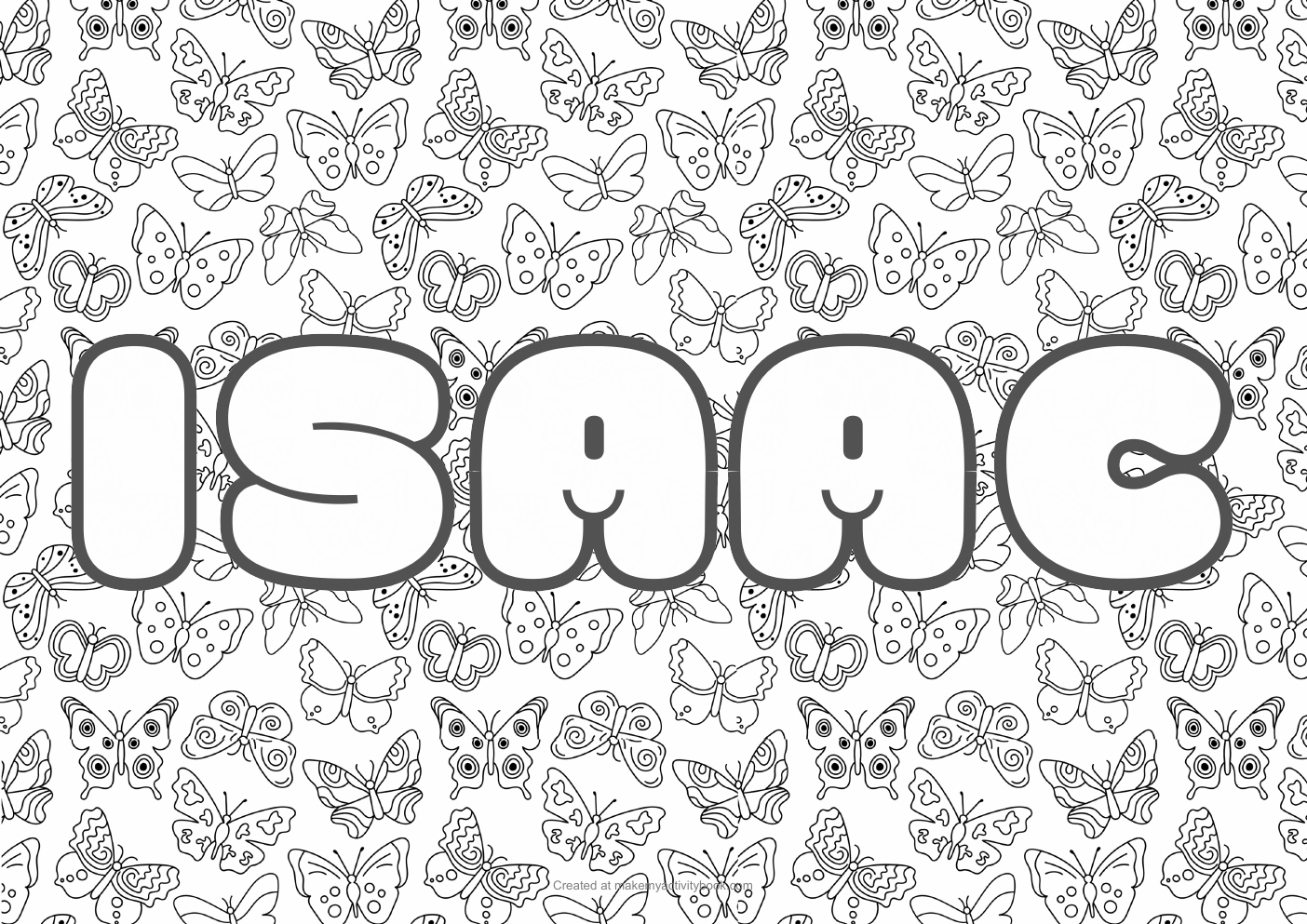 Isaac butterflies colouring sheet