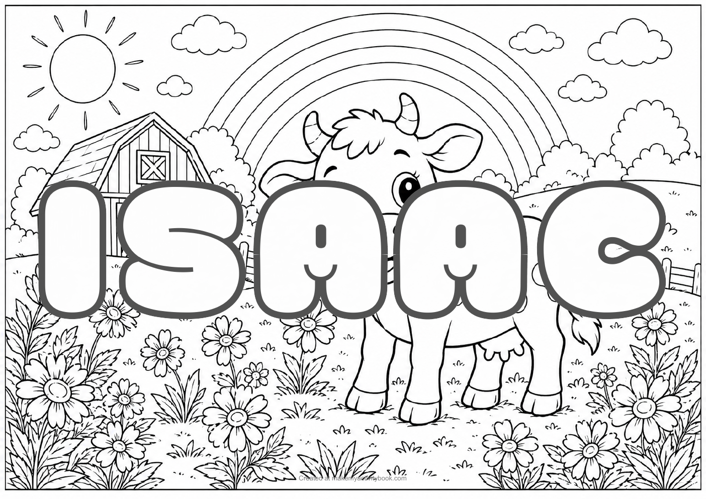 Isaac farm colouring sheet