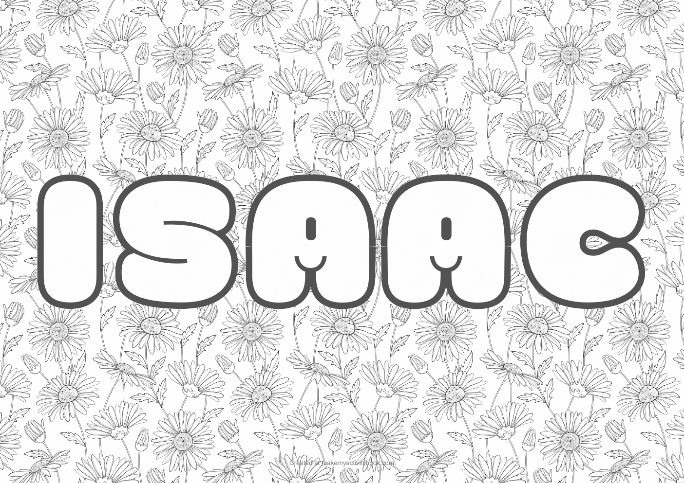 Isaac flowers colouring sheet