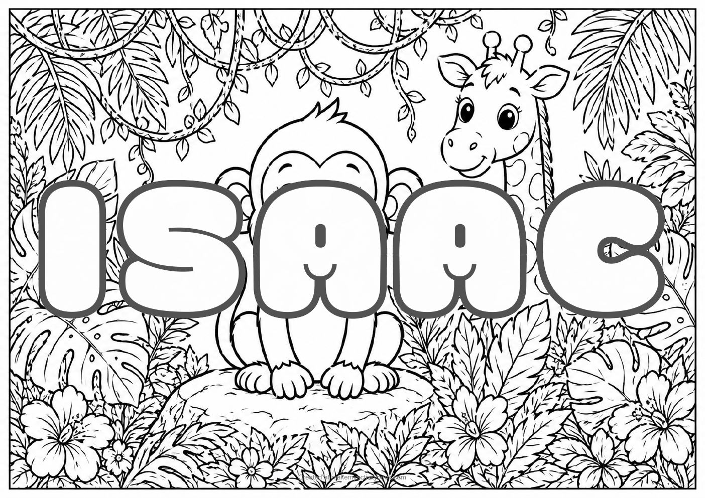 Isaac jungle colouring sheet