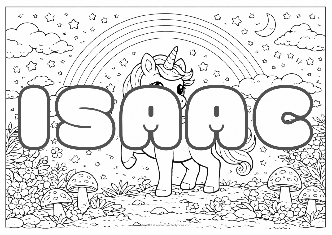 Isaac unicorn colouring sheet
