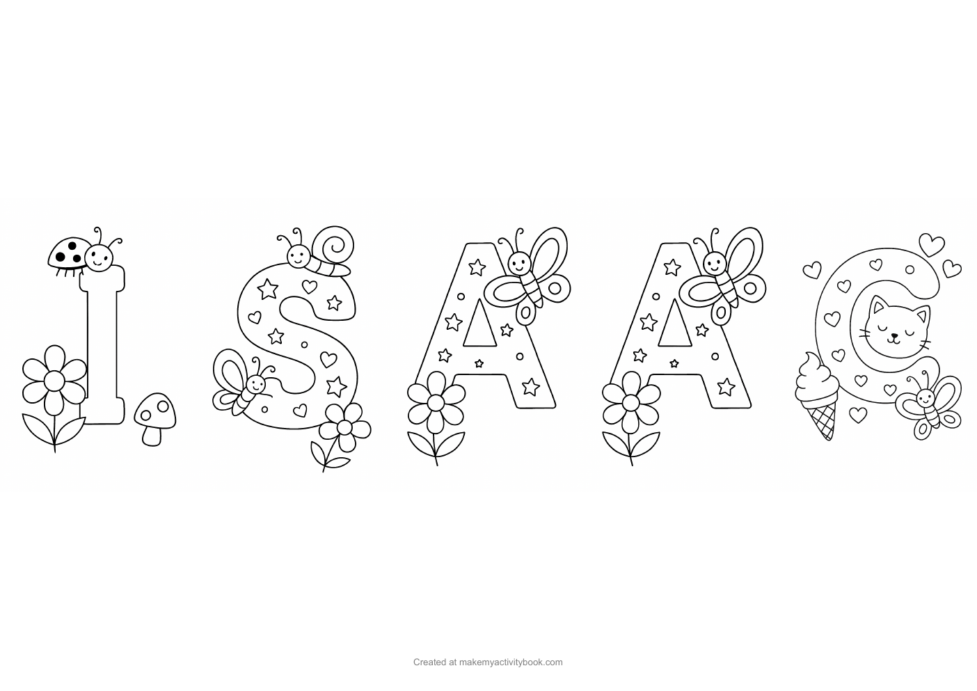 Isaac letters colouring sheet