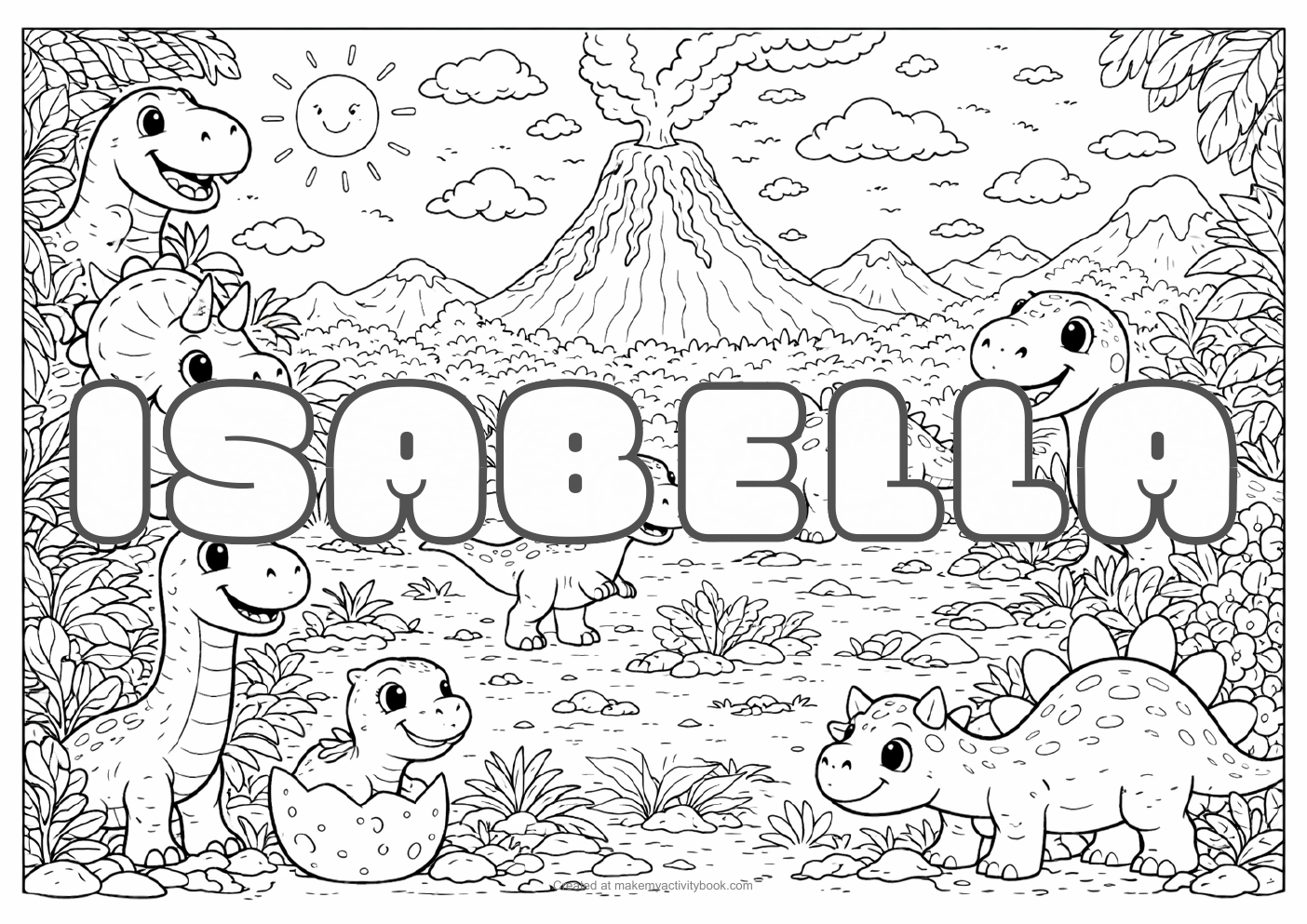 Isabella dinosaur colouring sheet