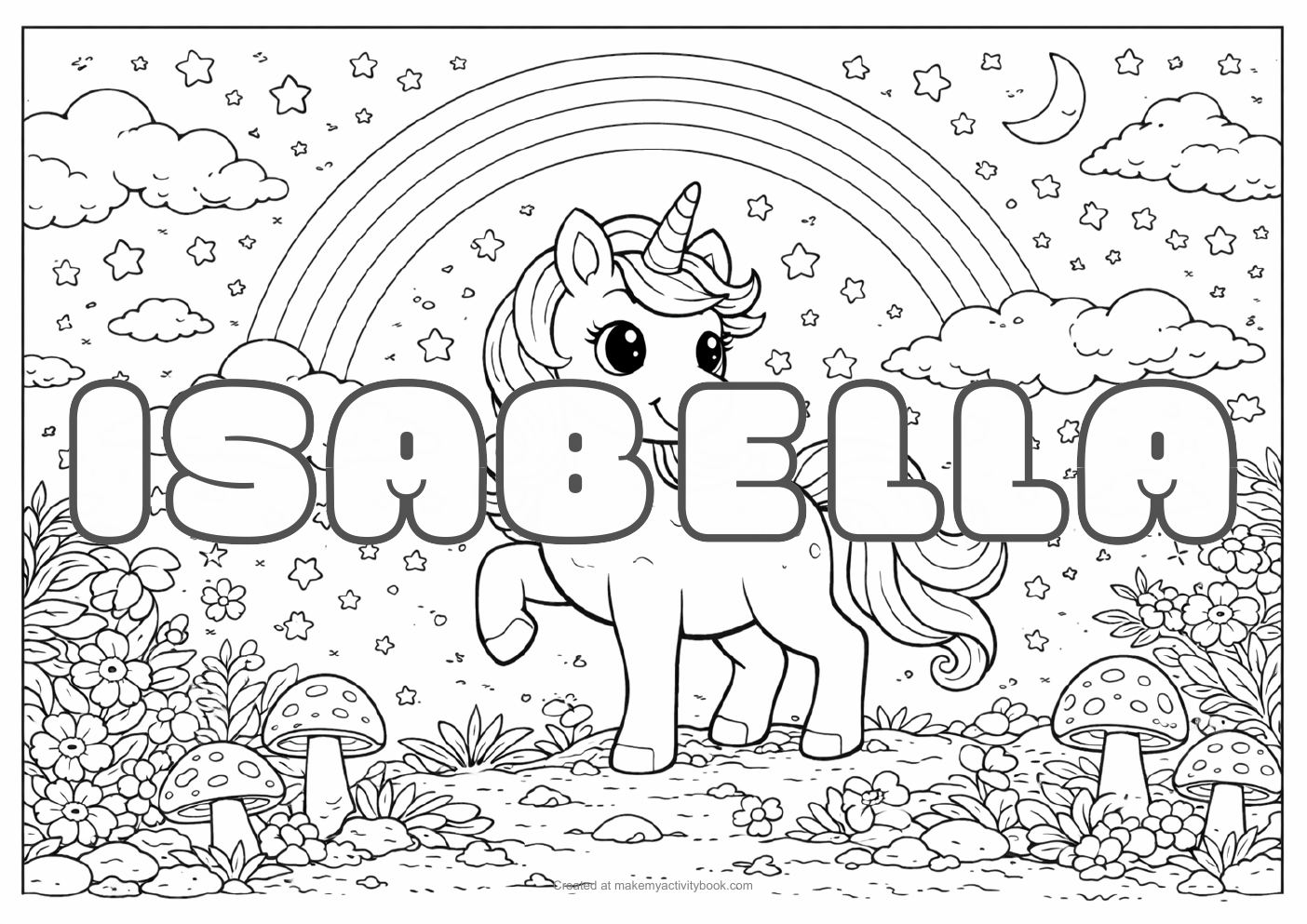 Isabella unicorn colouring sheet