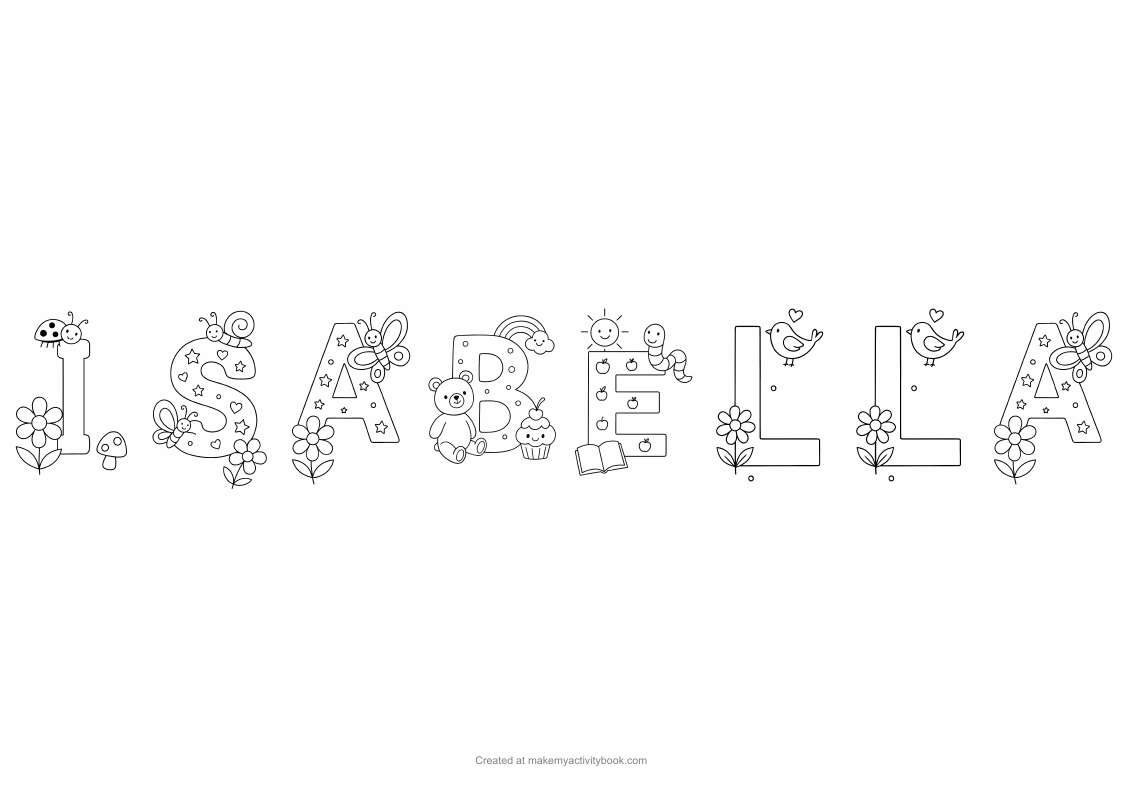 Isabella Flowers letters colouring sheet