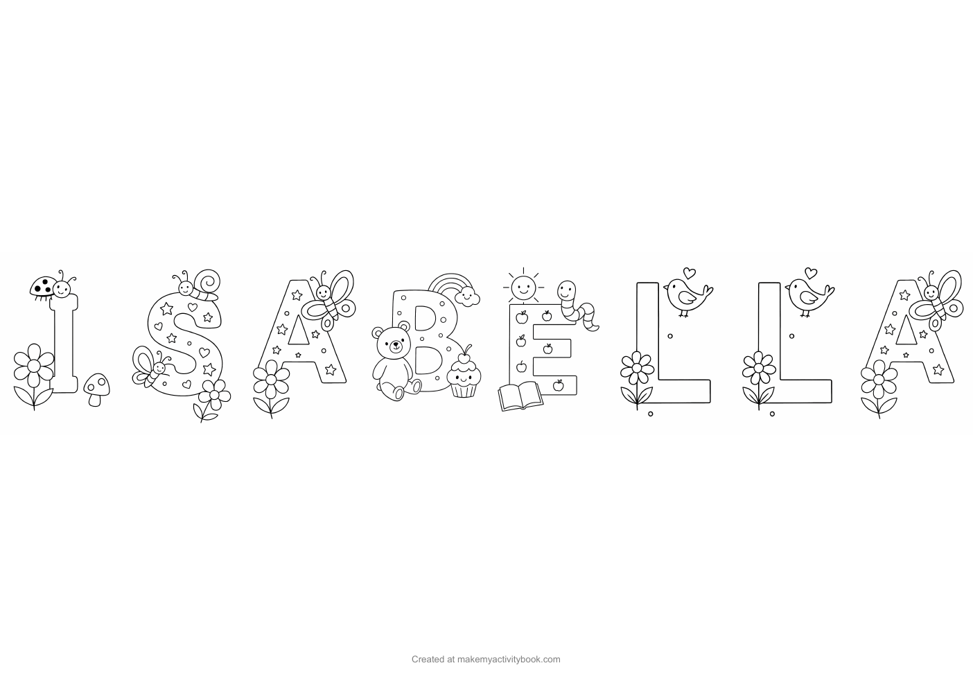 Isabella letters colouring sheet