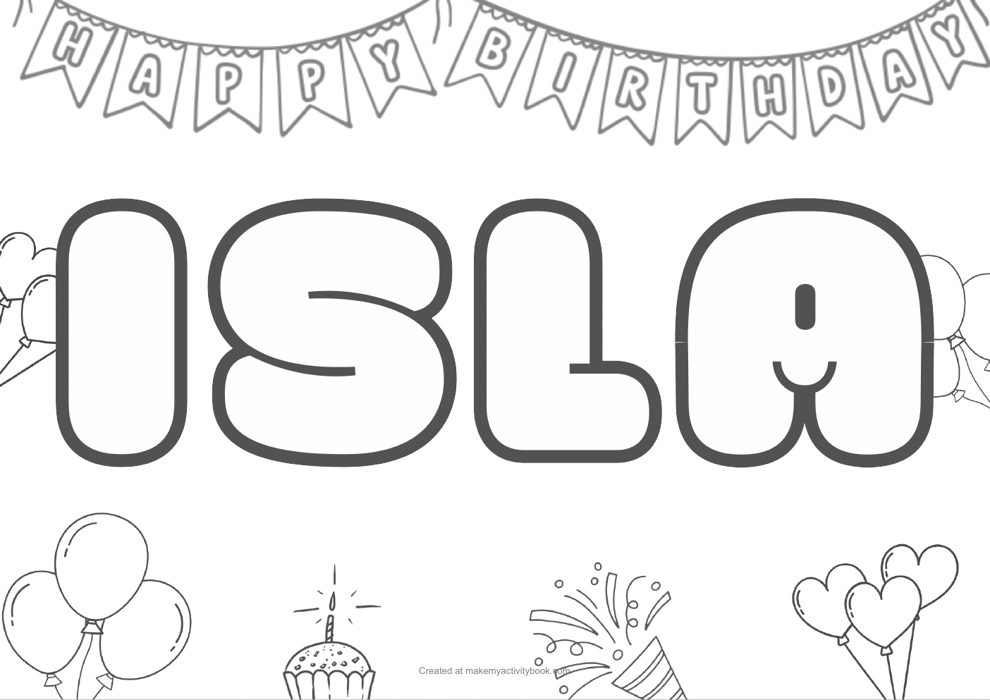 Isla birthday colouring sheet